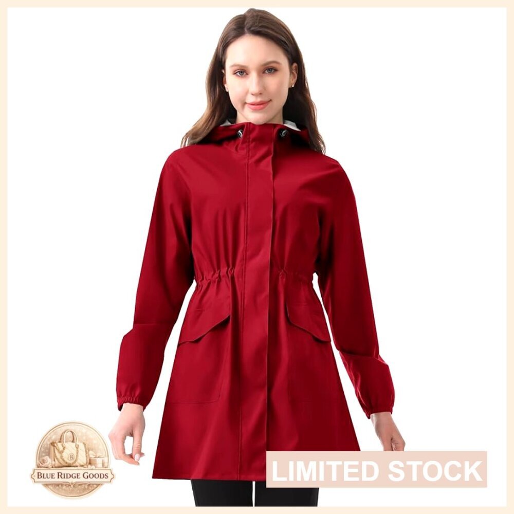 Waterproof Lightweight Packable Raincoat Hooded Windbreaker Outdoor Hiking
